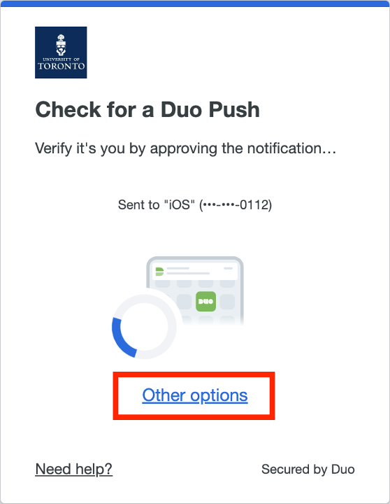 Duo application showing the screen for checking for a DUO Push.